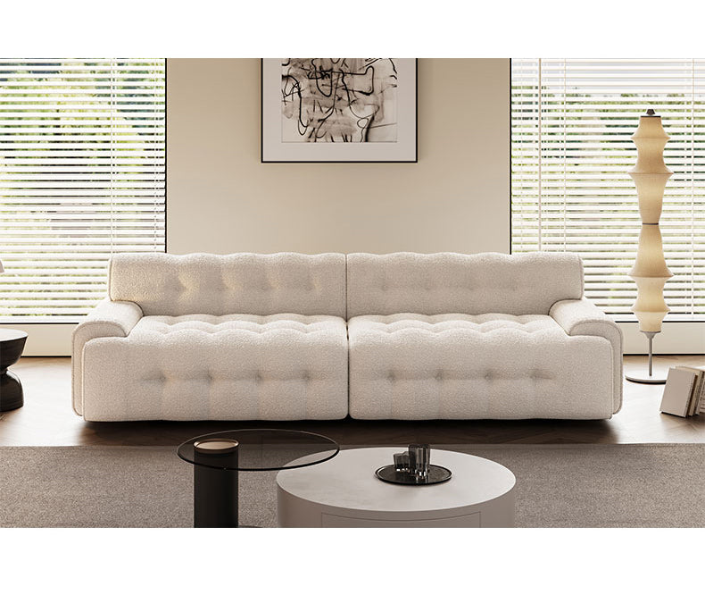 Stylish Multi-Color Sofa: Light Gray, Green, White, Blue with Wood and Faux Lambswool Finish fsmy-449