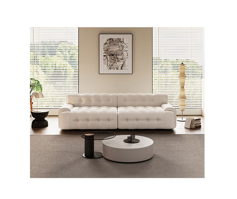 Stylish Multi-Color Sofa: Light Gray, Green, White, Blue with Wood and Faux Lambswool Finish fsmy-449