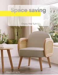 Stylish Scratch-Resistant Rubber Wood Chair in Off White, Orange, and Green Fabric fsmy-452