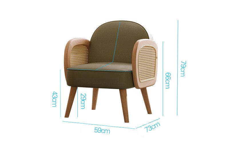 Stylish Scratch-Resistant Rubber Wood Chair in Off White, Orange, and Green Fabric fsmy-452