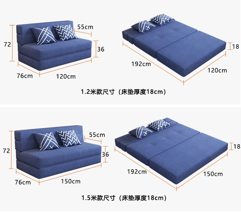 Minimalistic Cotton-Linen Sofa Bed with Foam Filling - Japandi Futon for Small Living Room fsq-1416