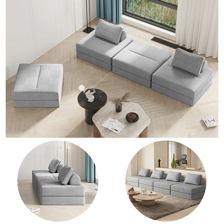 Minimalistic Sectional Sofa Bed with Foam Filling Cushions & Cotton-Linen Upholstery for LIvingroom fsq-1421