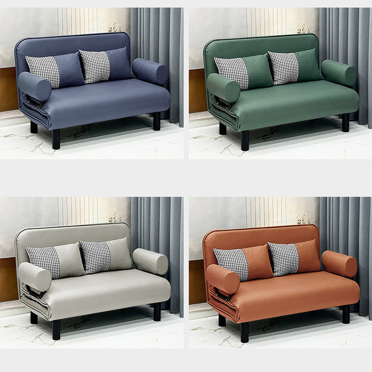 Modern Leathaire Sofa Bed with Steel Frame - Multi-Functional Futon for Small Living Room fsq-1422