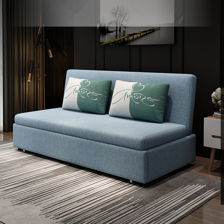 Elegant Blue and Light Gray Cotton-Linen Sofa with Wooden Frame - Modern Living Room Essential fsx-1001