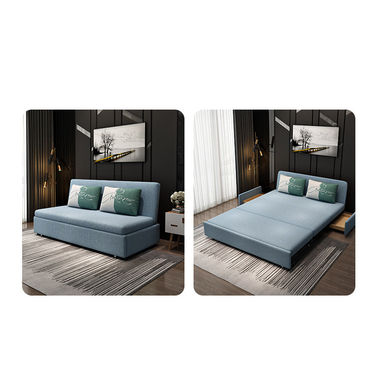 Elegant Blue and Light Gray Cotton-Linen Sofa with Wooden Frame - Modern Living Room Essential fsx-1001