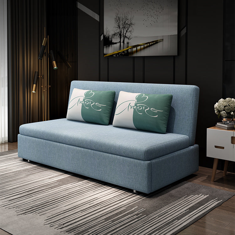 Elegant Blue and Light Gray Cotton-Linen Sofa with Wooden Frame - Modern Living Room Essential fsx-1001