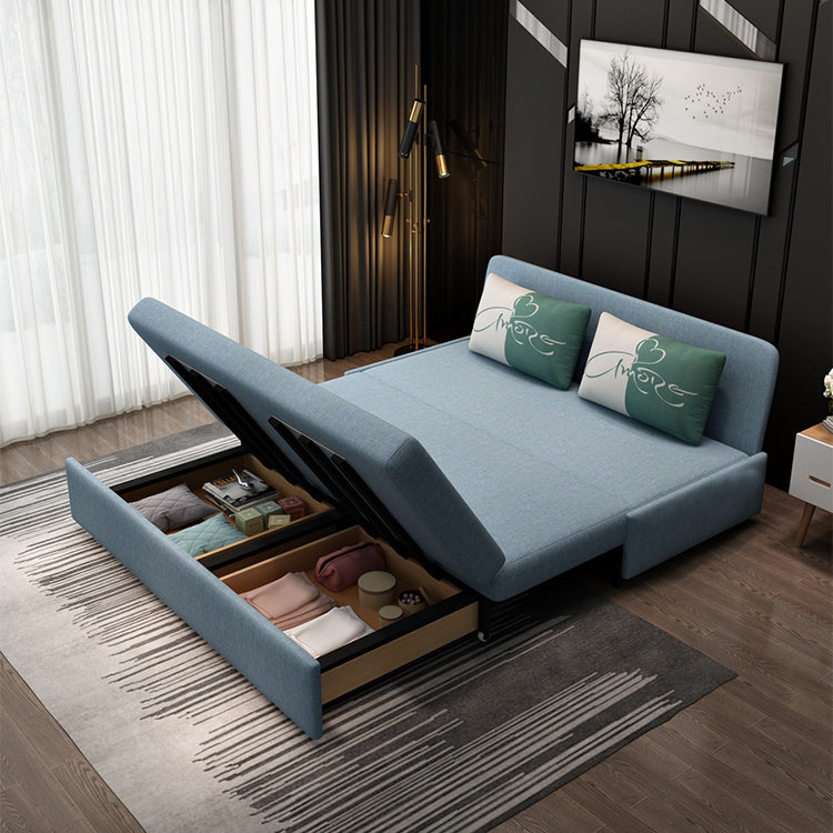 Elegant Blue and Light Gray Cotton-Linen Sofa with Wooden Frame - Modern Living Room Essential fsx-1001