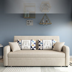 Stylish Cotton-Linen Sofa with Solid Wood Frame - Available in Orange, Dark Gray, Blue, Khaki, and Light Brown fsx-1004