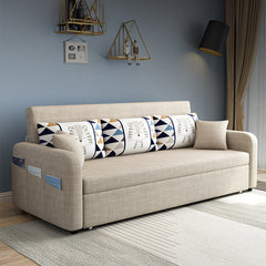 Stylish Cotton-Linen Sofa with Solid Wood Frame - Available in Orange, Dark Gray, Blue, Khaki, and Light Brown fsx-1004