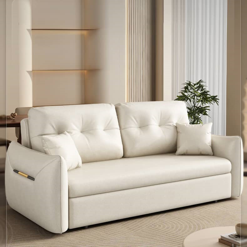 Luxurious Dark Leathaire Sofa in White Champagne Blue with Light Gray Accents – Perfect Blend of Comfort and Style fsx-1013