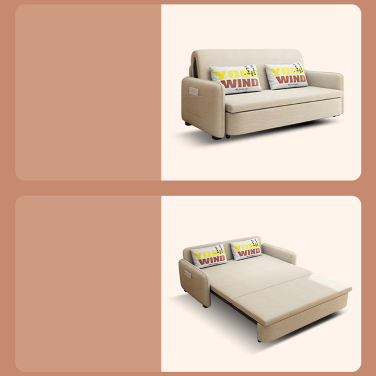 Elegant Solid Wood Sofa in Khaki, Violet Green, and Light Blue with Cotton-Linen Upholstery fsx-999