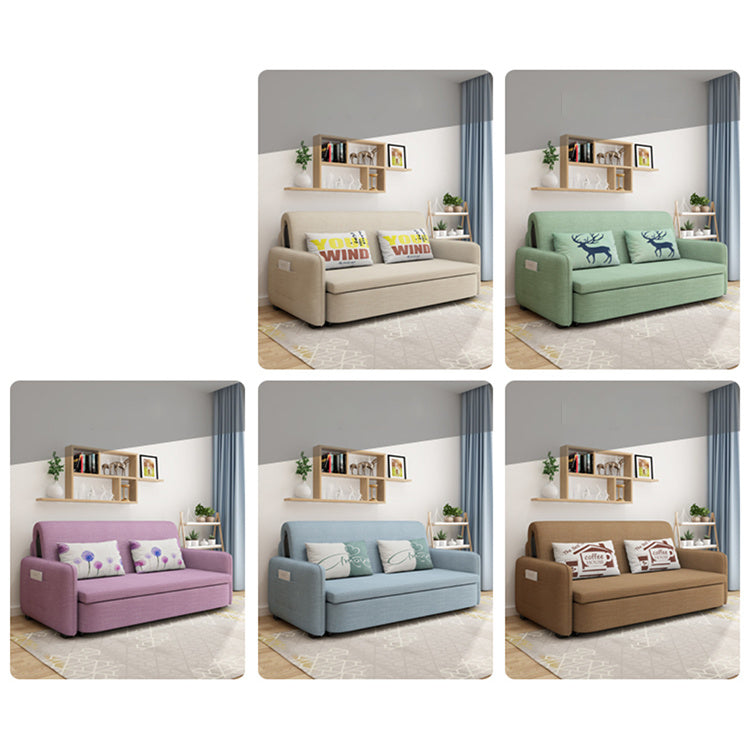 Elegant Solid Wood Sofa in Khaki, Violet Green, and Light Blue with Cotton-Linen Upholstery fsx-999