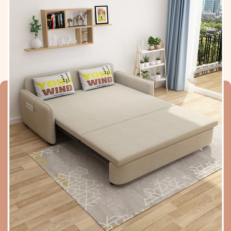 Elegant Solid Wood Sofa in Khaki, Violet Green, and Light Blue with Cotton-Linen Upholstery fsx-999