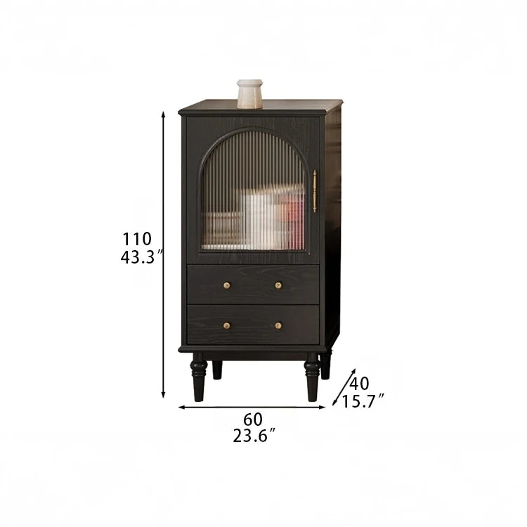 Elegant Tempered Glass Cabinet – Modern Black Storage Solution for Your Home fvp-4589