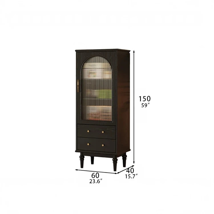 Elegant Tempered Glass Cabinet – Modern Black Storage Solution for Your Home fvp-4589