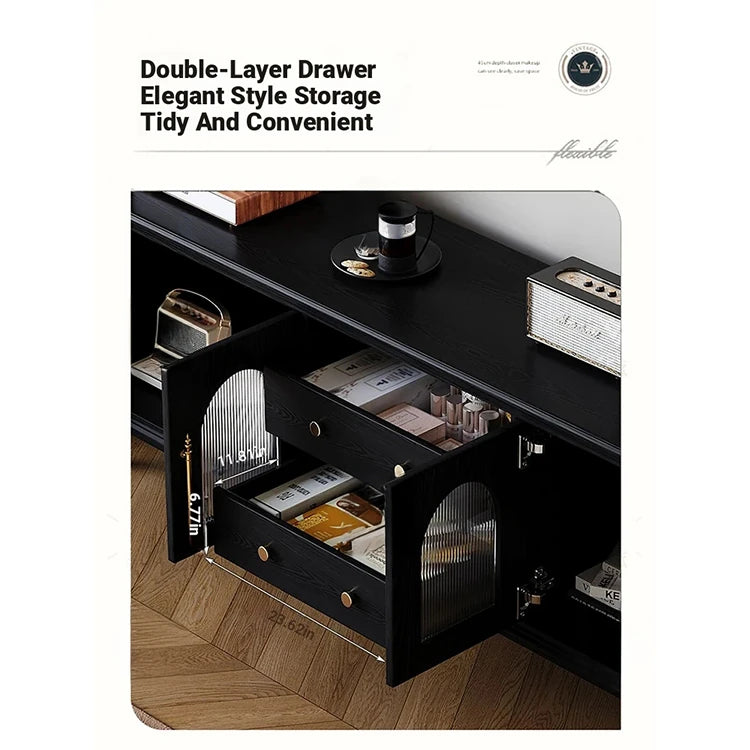 Elegant Tempered Glass Cabinet – Modern Black Storage Solution for Your Home fvp-4589