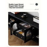 Elegant Tempered Glass Cabinet – Modern Black Storage Solution for Your Home fvp-4589