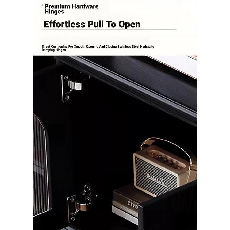 Elegant Tempered Glass Cabinet – Modern Black Storage Solution for Your Home fvp-4589