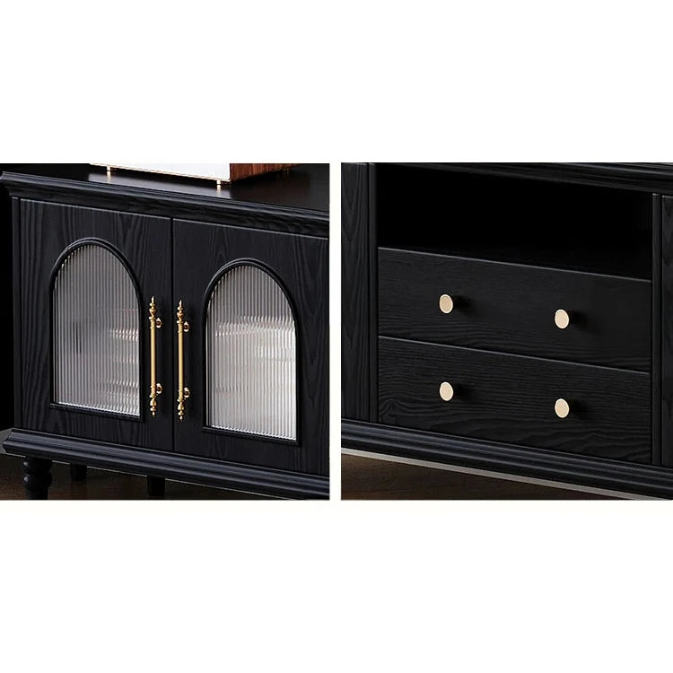 Elegant Tempered Glass Cabinet – Modern Black Storage Solution for Your Home fvp-4589