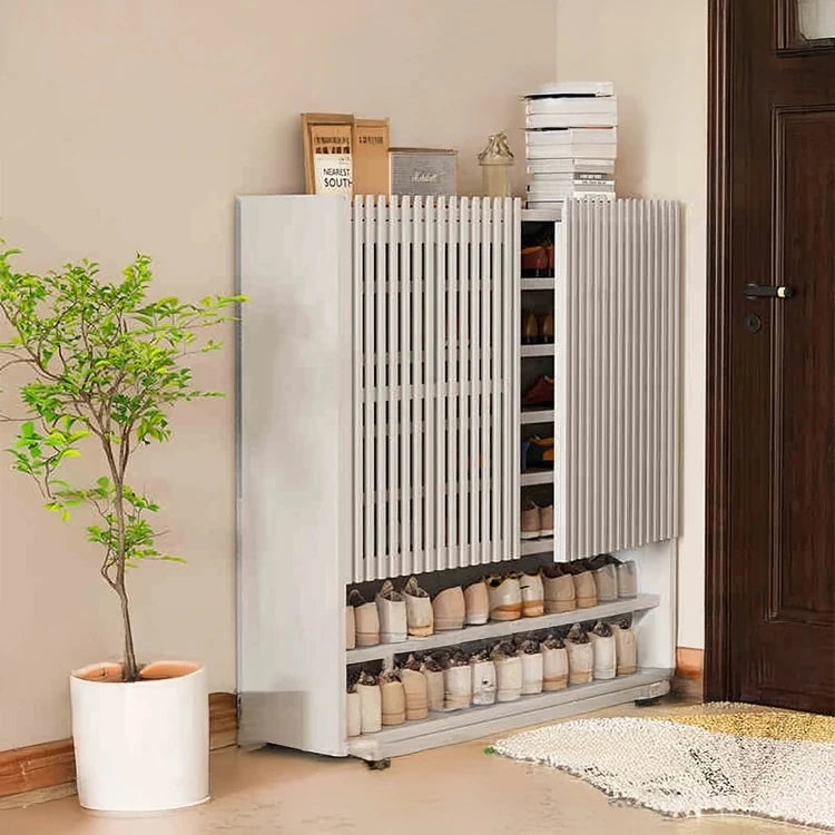 Elegant Solid Wood Shoe Cabinet with Vertical Door - Stylish Storage with Ventilation for Freshness fvp-4593