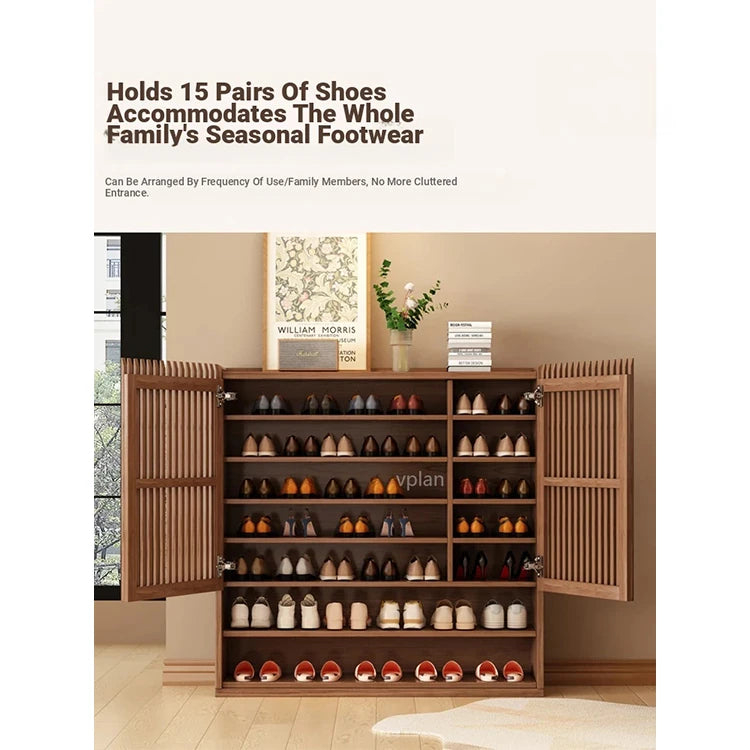 Elegant Solid Wood Shoe Cabinet with Vertical Door - Stylish Storage with Ventilation for Freshness fvp-4593
