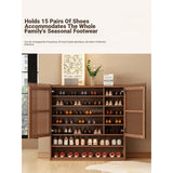 Elegant Solid Wood Shoe Cabinet with Vertical Door - Stylish Storage with Ventilation for Freshness fvp-4593