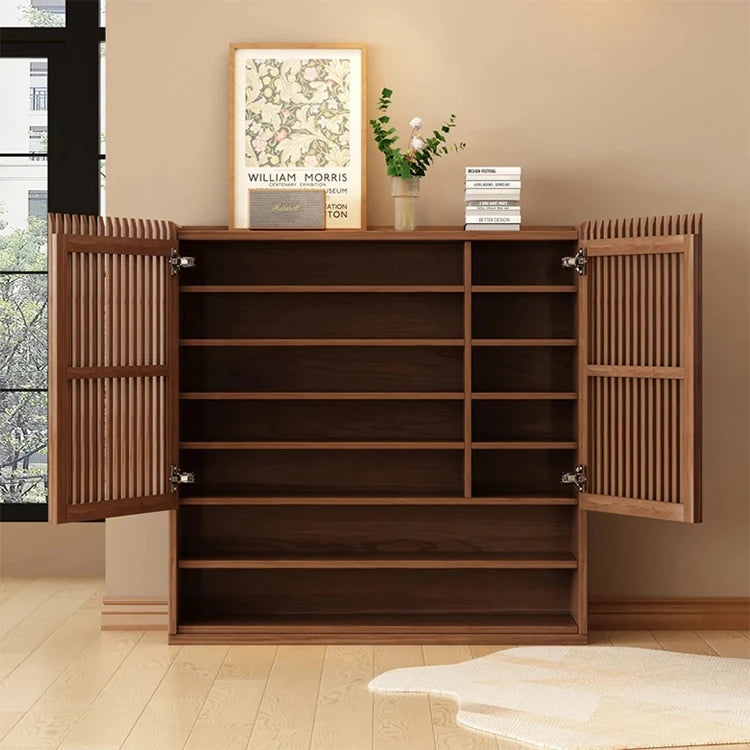 Elegant Solid Wood Shoe Cabinet with Vertical Door - Stylish Storage with Ventilation for Freshness fvp-4593