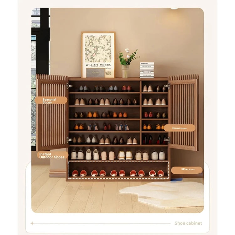 Elegant Solid Wood Shoe Cabinet with Vertical Door - Stylish Storage with Ventilation for Freshness fvp-4593