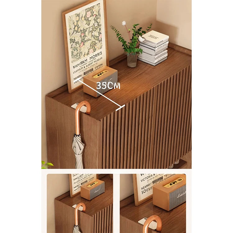 Elegant Solid Wood Shoe Cabinet with Vertical Door - Stylish Storage with Ventilation for Freshness fvp-4593