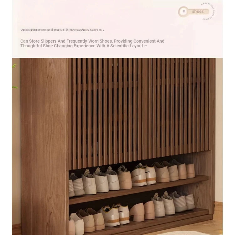 Elegant Solid Wood Shoe Cabinet with Vertical Door - Stylish Storage with Ventilation for Freshness fvp-4593