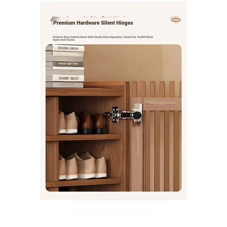 Elegant Solid Wood Shoe Cabinet with Vertical Door - Stylish Storage with Ventilation for Freshness fvp-4593