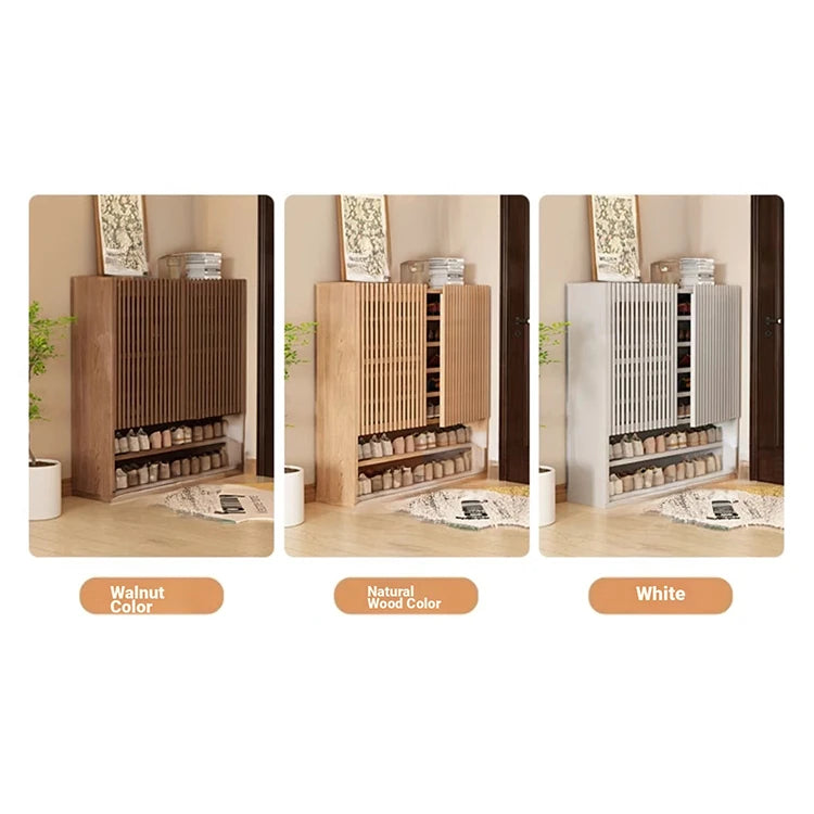 Elegant Solid Wood Shoe Cabinet with Vertical Door - Stylish Storage with Ventilation for Freshness fvp-4593