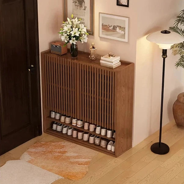 Elegant Solid Wood Shoe Cabinet with Vertical Door - Stylish Storage with Ventilation for Freshness fvp-4593