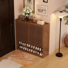 Elegant Solid Wood Shoe Cabinet with Vertical Door - Stylish Storage with Ventilation for Freshness fvp-4593