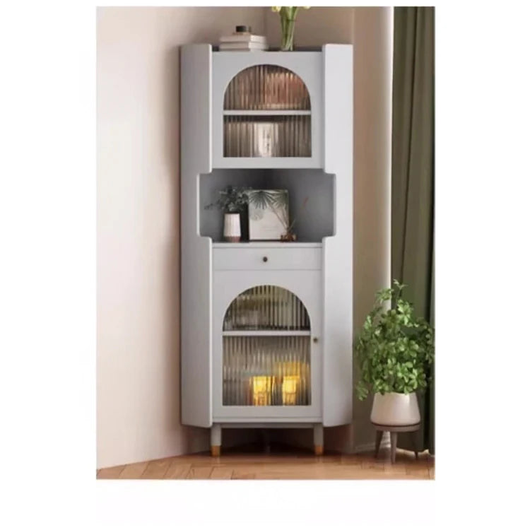 Stylish Oak Glass Cabinet - Elegant Storage Solution for Modern Homes, Durable Solid Wood Frame fvp-4594