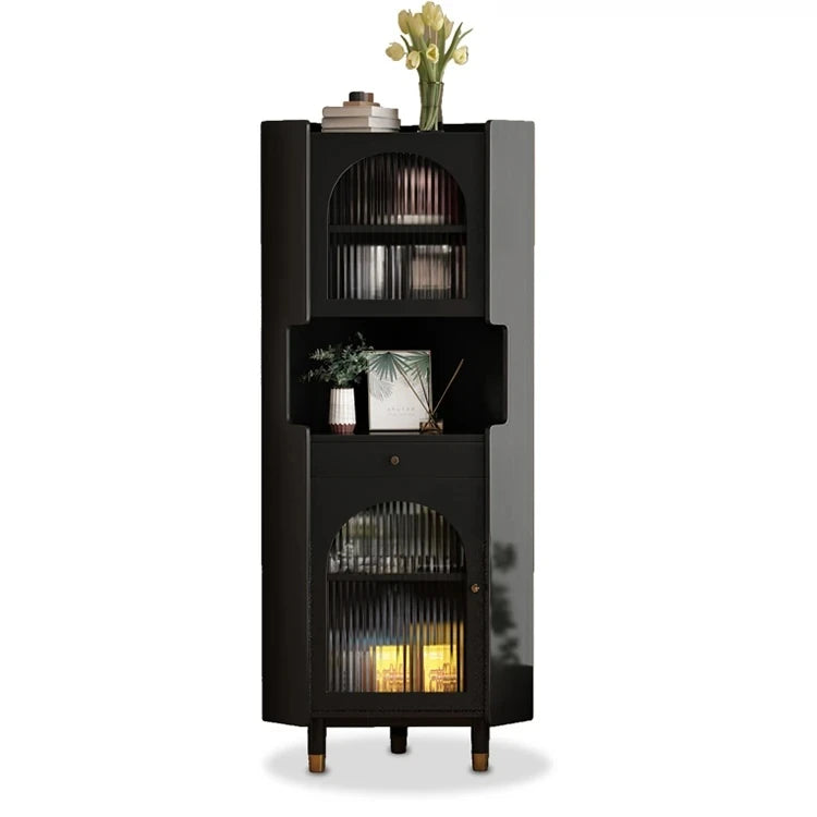 Stylish Oak Glass Cabinet - Elegant Storage Solution for Modern Homes, Durable Solid Wood Frame fvp-4594