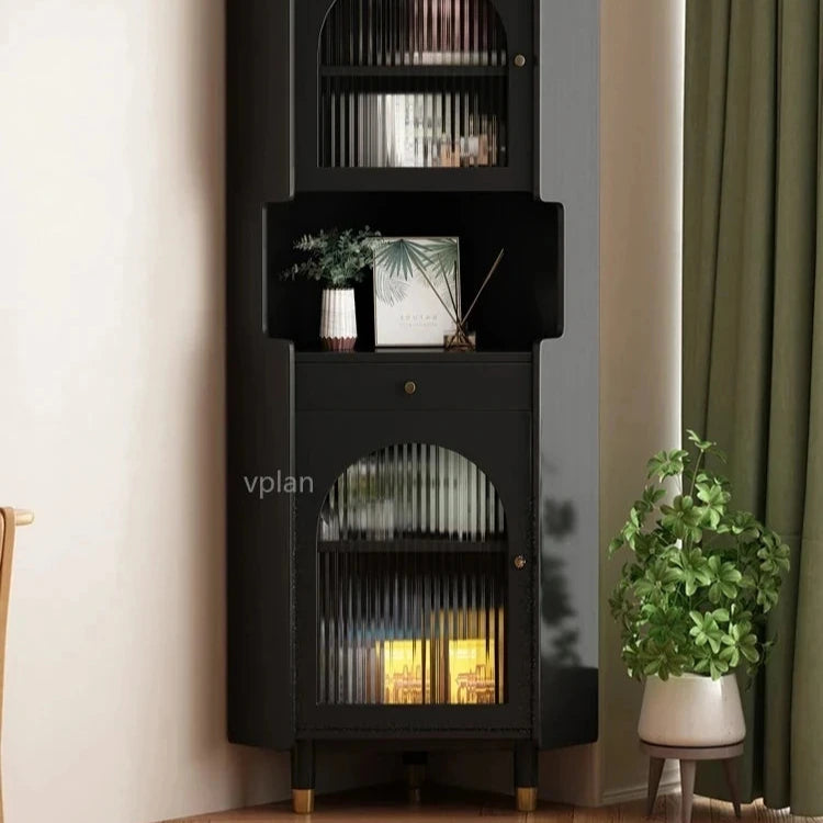 Stylish Oak Glass Cabinet - Elegant Storage Solution for Modern Homes, Durable Solid Wood Frame fvp-4594
