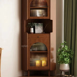 Stylish Oak Glass Cabinet - Elegant Storage Solution for Modern Homes, Durable Solid Wood Frame fvp-4594
