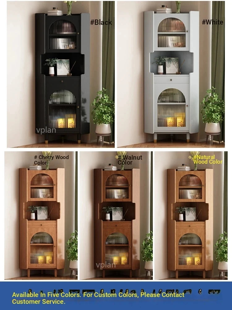 Stylish Oak Glass Cabinet - Elegant Storage Solution for Modern Homes, Durable Solid Wood Frame fvp-4594