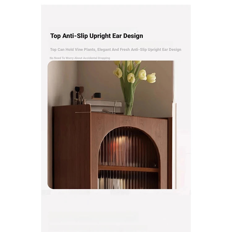 Stylish Oak Glass Cabinet - Elegant Storage Solution for Modern Homes, Durable Solid Wood Frame fvp-4594