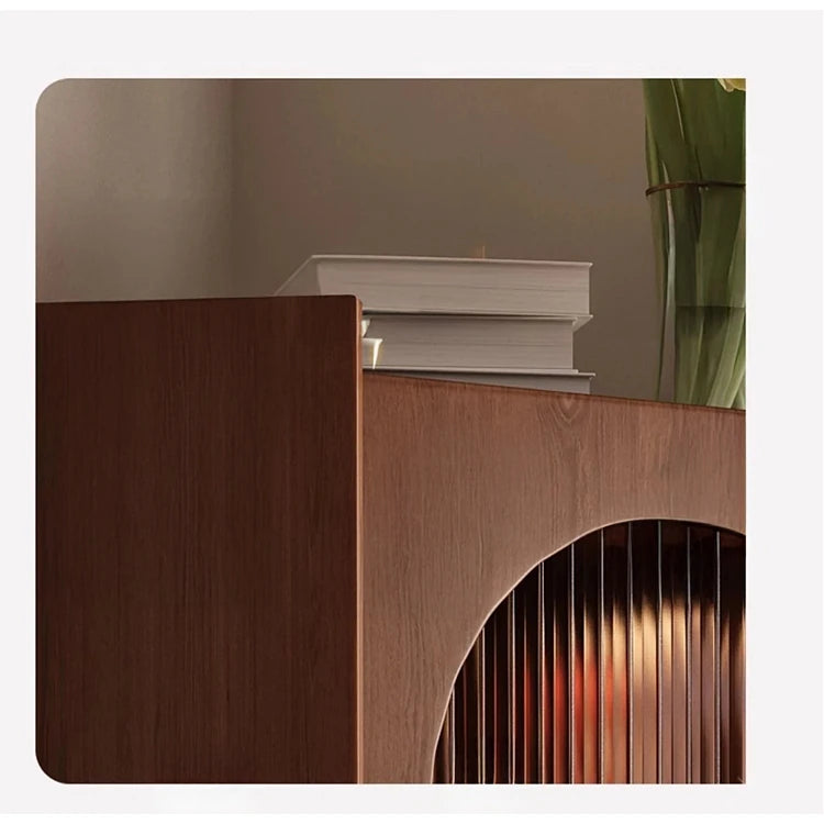 Stylish Oak Glass Cabinet - Elegant Storage Solution for Modern Homes, Durable Solid Wood Frame fvp-4594