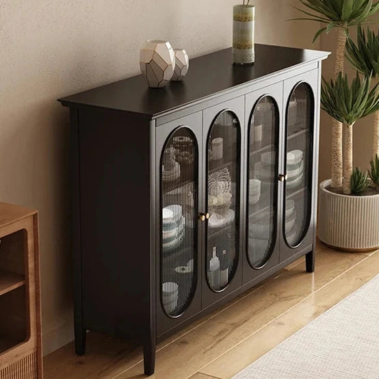 Elegant Glass Cabinet with Sleek Black Finish - Modern Storage Solution for Home Décor fvp-4595