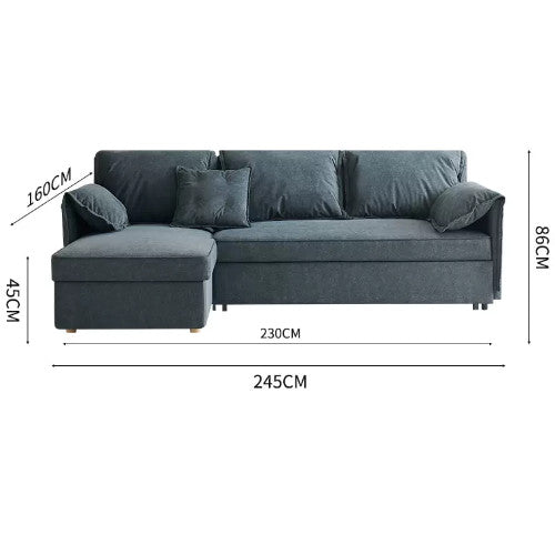 Modern Gray Faux Leather Sofa with Pine Wood Frame fwlp-933