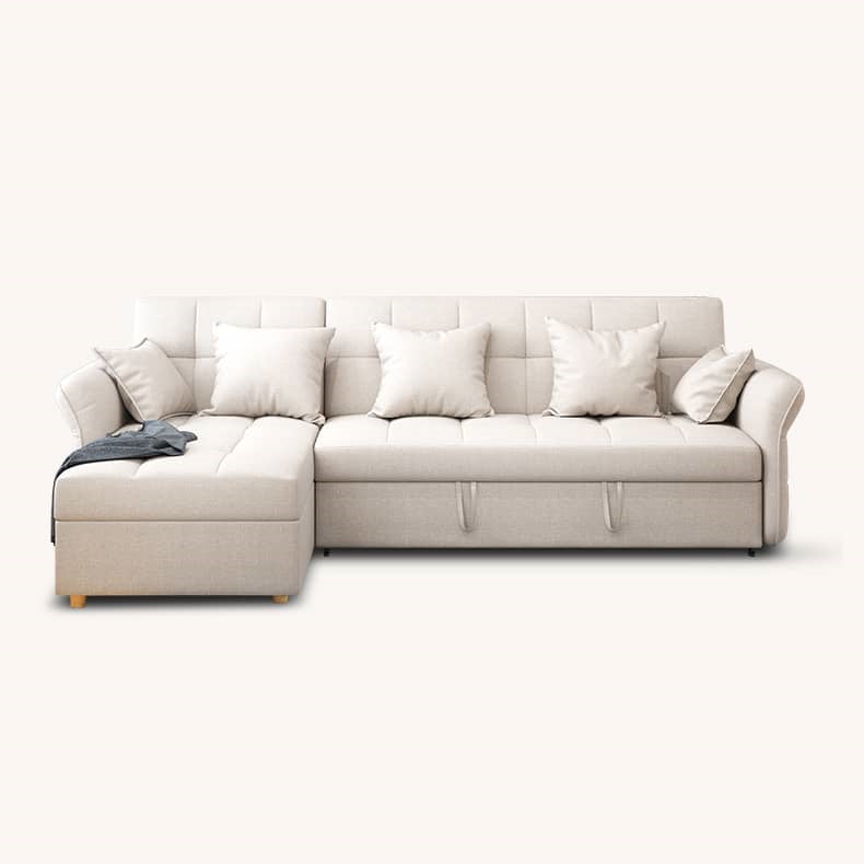 Elegant White Pine Wood Sofa with Premium Cotton-Linen Upholstery fwlp-934