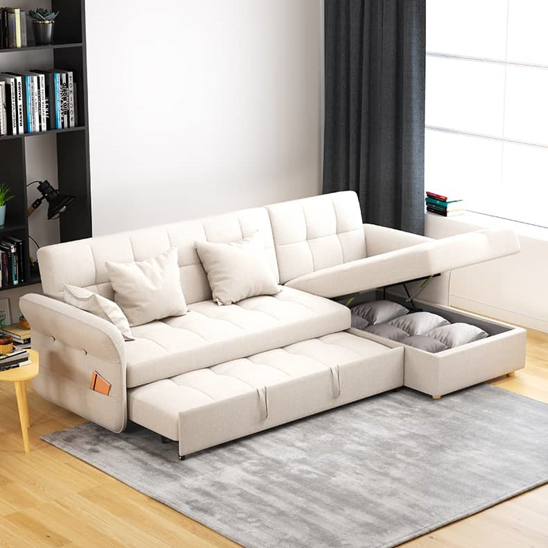 Elegant White Pine Wood Sofa with Premium Cotton-Linen Upholstery fwlp-934