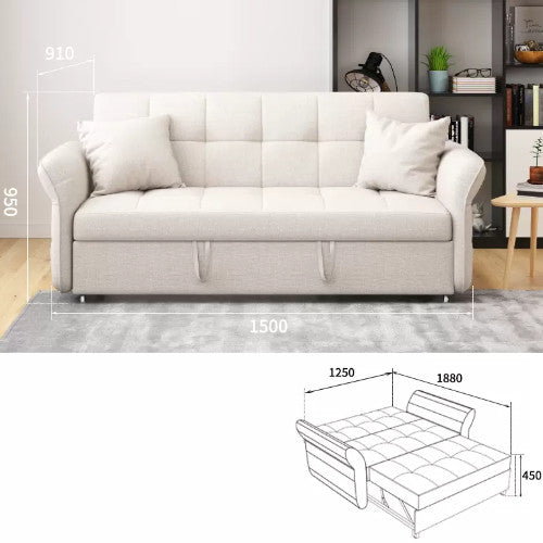 Elegant White Pine Wood Sofa with Premium Cotton-Linen Upholstery fwlp-934