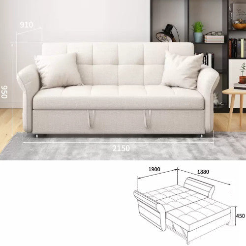 Elegant White Pine Wood Sofa with Premium Cotton-Linen Upholstery fwlp-934