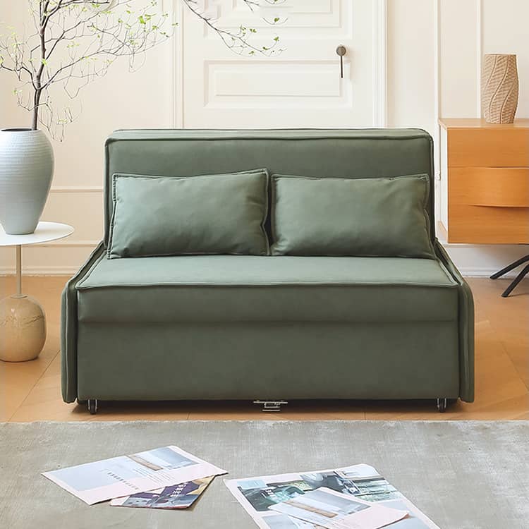 Elegant Green Faux Leather Sofa with Solid Wood Frame fwlp-936