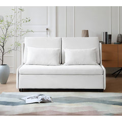 Beige Sleeper Sofa with Cotton & Foam Filling Cozy Sofa Bed with Solid Wood Base for LIvingroom fwlp-942