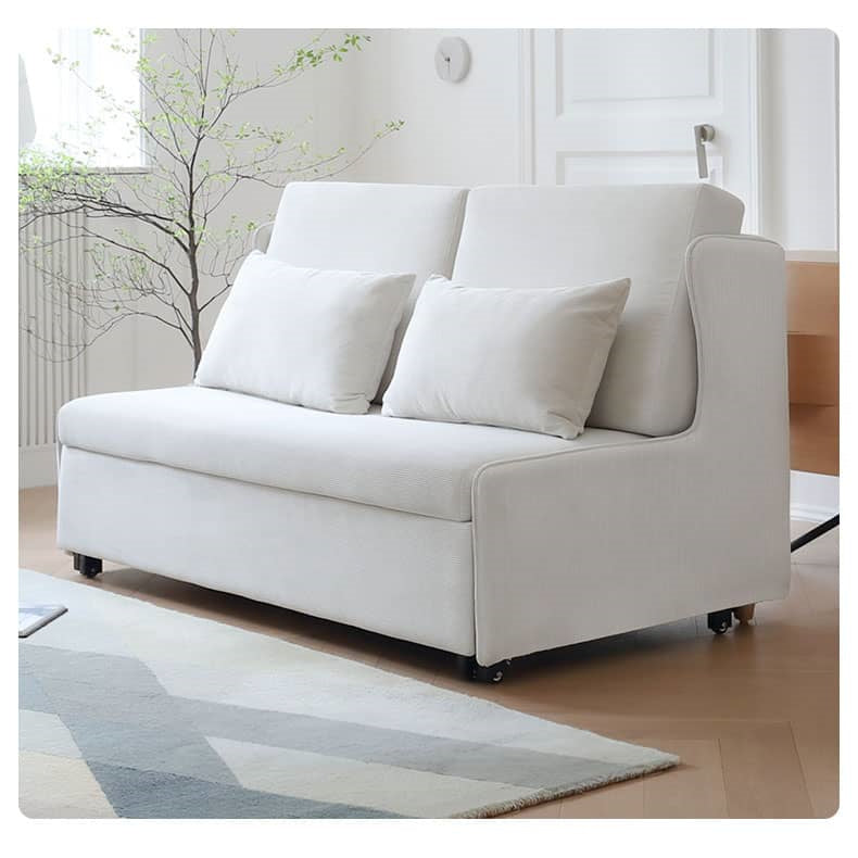 Beige Sleeper Sofa with Cotton & Foam Filling Cozy Sofa Bed with Solid Wood Base for LIvingroom fwlp-942